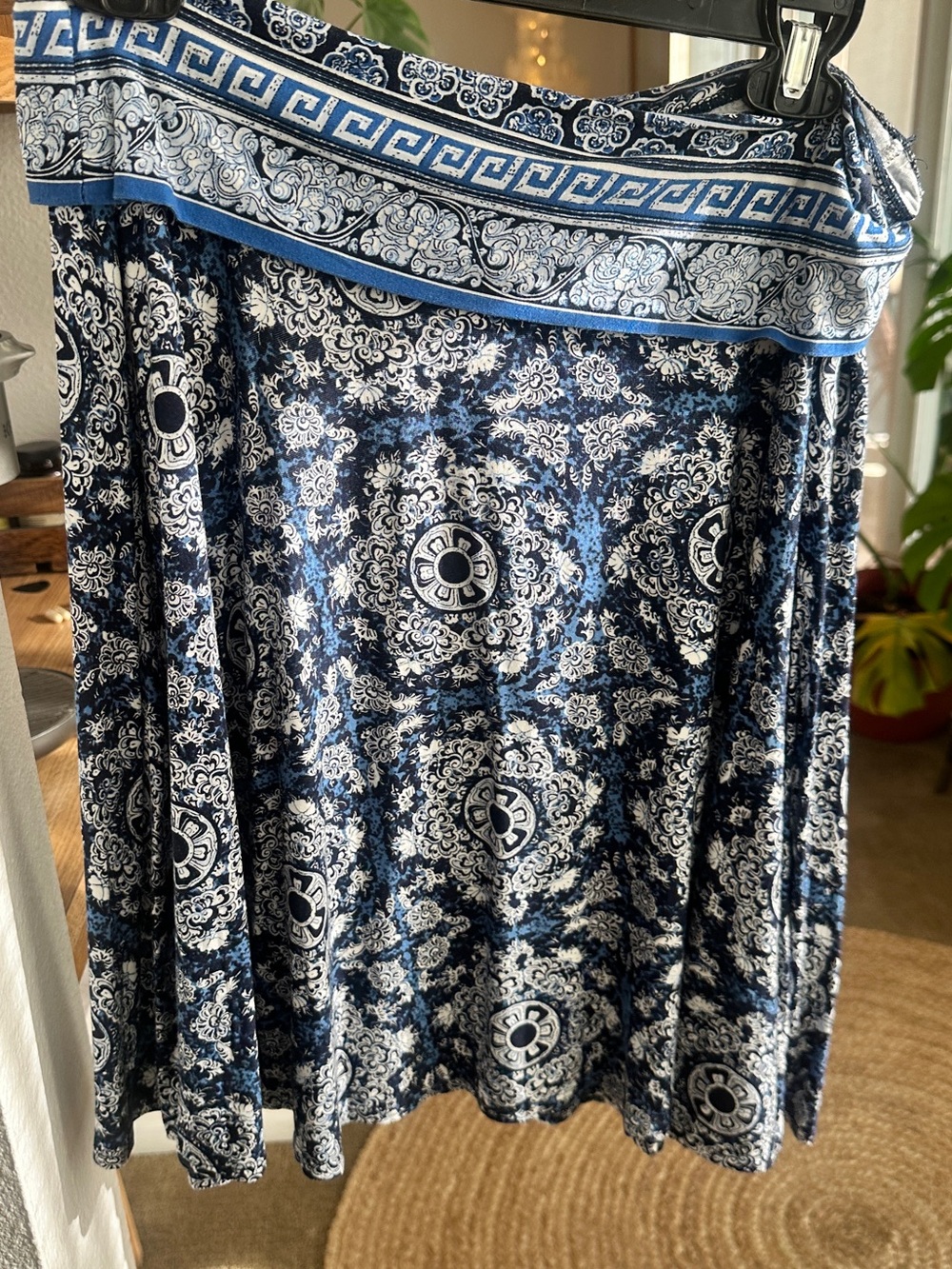 Max Studio Mavi Blue and White Paisley Maxi Skirt